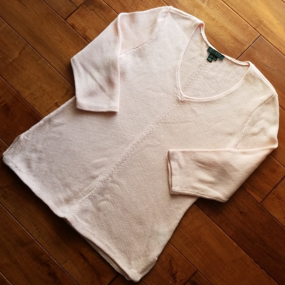 Sold**Ralph Lauren Light Pink 3/4 Sleeve Sweater